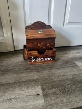 Wooden Suggestions Box - Dark Brown Suggestion & Mail Organizer